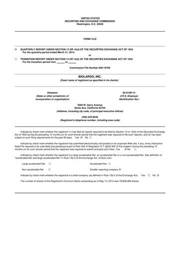 Thumbnail BioLargo 10-Q Quarterly Report FY2014 