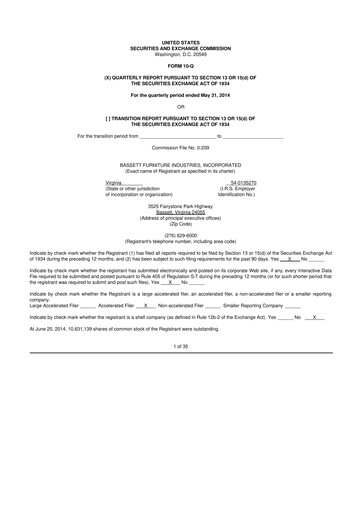 Vorschaubild Bassett Furniture 10-Q Quartalsbericht 2014 