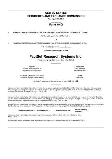 Thumbnail FactSet 10-Q Quarterly Report FY2014 