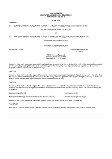Vorschaubild Superior Group of Companies 10-Q Quartalsbericht 2014 