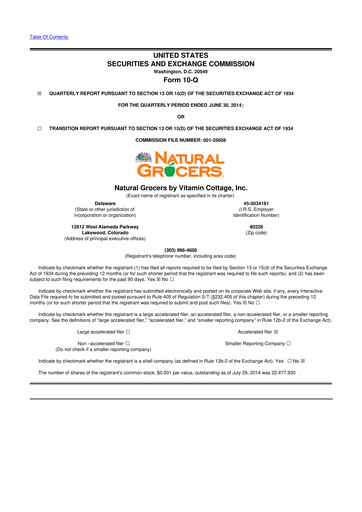 Thumbnail Natural Grocers by Vitamin Cottage 10-Q Quarterly Report FY2014 
