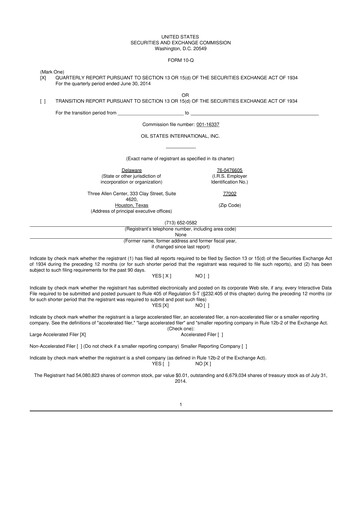 Thumbnail Oil States International
 10-Q Quarterly Report FY 