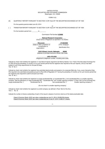 Thumbnail NRC Health
 10-Q Quarterly Report FY2014 