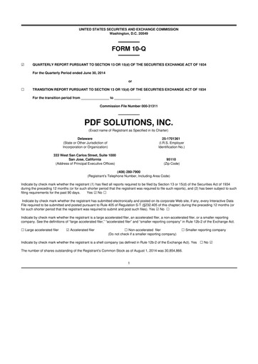 Thumbnail PDF Solutions 10-Q Quarterly Report FY2014 