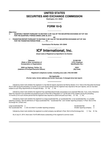Thumbnail ICF International 10-Q Quarterly Report FY2014 