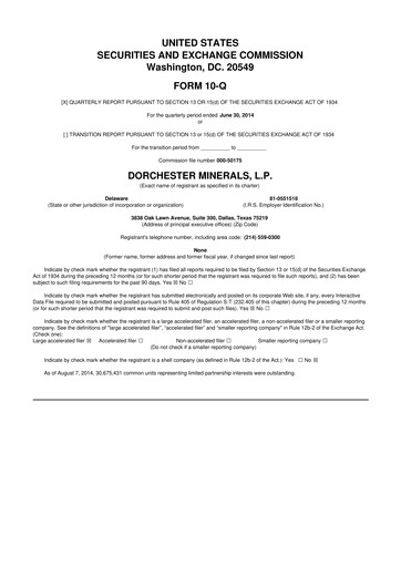 Thumbnail Dorchester Minerals 10-Q Quarterly Report FY2014 