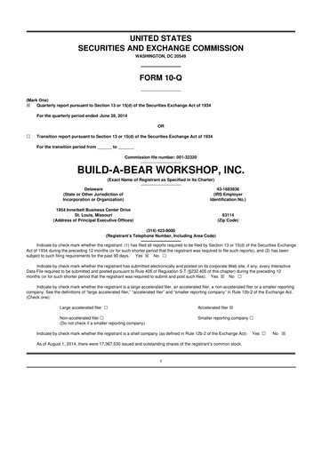 Thumbnail Build-A-Bear Workshop 10-Q Quarterly Report FY2014 