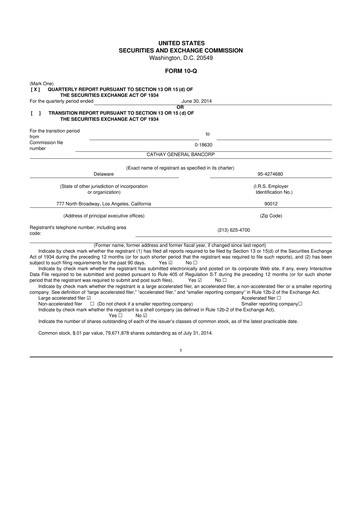 Thumbnail Cathay General Bancorp 10-Q Quarterly Report FY2014 