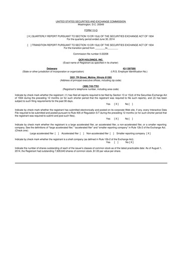 Thumbnail QCR Holdings
 10-Q Quarterly Report FY2014 