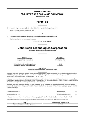 Thumbnail JBT Marel Corporation 10-Q Quarterly Report FY2014 