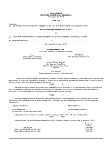 Miniature Rush Enterprises
 10-Q Rapport trimestriel 2014 