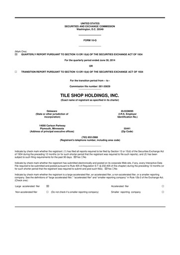 Thumbnail Tile Shop Holdings 10-Q Quarterly Report FY2014 