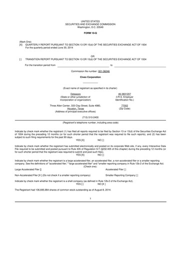 Thumbnail Civeo 10-Q Quarterly Report FY2014 