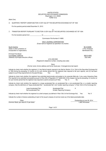 Thumbnail Daily Journal 10-Q Quarterly Report FY2014 