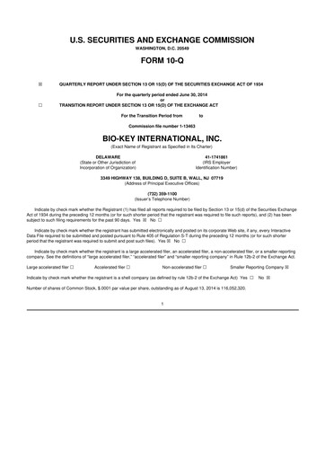 Thumbnail BIO-key International
 10-Q Quarterly Report FY2014 