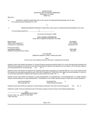 Thumbnail Daily Journal 10-Q Quarterly Report FY2014 