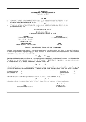 Thumbnail The Shyft Group 10-Q Quarterly Report FY2014 