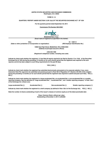 Vorschaubild Middlefield Banc
 10-Q Quartalsbericht 2014 