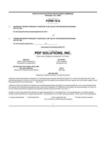 Thumbnail PDF Solutions 10-Q Quarterly Report FY2014 