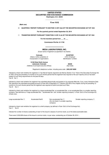 Thumbnail Mesa Laboratories 10-Q Quarterly Report FY2015 