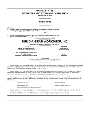 Thumbnail Build-A-Bear Workshop 10-Q Quarterly Report FY2014 