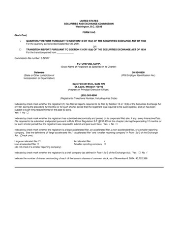 Thumbnail FutureFuel 10-Q Quarterly Report FY2014 