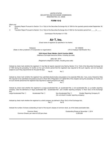 Thumbnail Air T, Inc. 10-Q Quarterly Report FY2015 