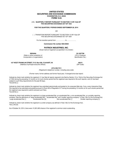 Thumbnail Patrick Industries 10-Q Quarterly Report FY2014 