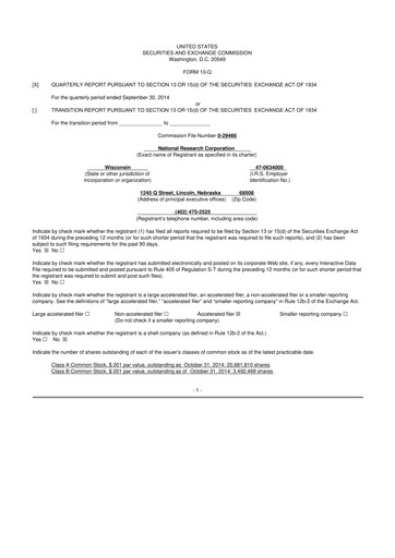 Thumbnail NRC Health
 10-Q Quarterly Report FY2014 