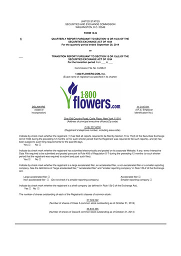 Thumbnail 1-800-Flowers.com, Inc.
 10-Q Quarterly Report FY2015 