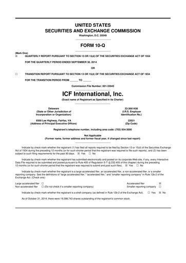 Thumbnail ICF International 10-Q Quarterly Report FY2014 