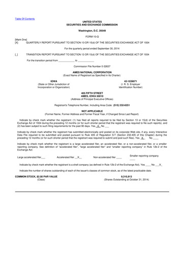 Thumbnail Ames National Corp. 10-Q Quarterly Report FY2014 