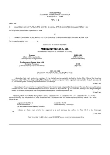 Miniature ClearPoint Neuro 10-Q Rapport trimestriel 2014 