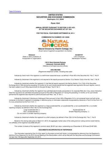 Thumbnail Natural Grocers by Vitamin Cottage 10-K Annual Report 2014