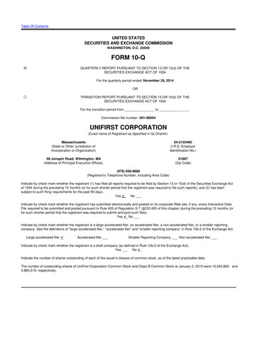 Thumbnail UniFirst 10-Q Quarterly Report FY2015 