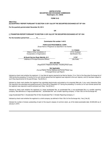 Miniature Park Aerospace 10-Q Rapport trimestriel 2015 
