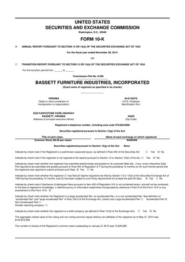 Thumbnail Bassett Furniture 10-K Annual Report 2014