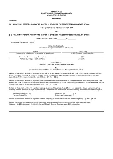 Thumbnail Ethan Allen
 10-Q Quarterly Report FY2015 