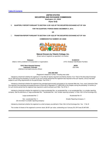 Thumbnail Natural Grocers by Vitamin Cottage 10-Q Quarterly Report FY2015 