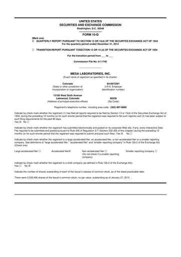 Thumbnail Mesa Laboratories 10-Q Quarterly Report FY2015 