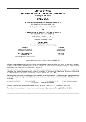 Vorschaubild Unifi 10-Q Quartalsbericht 2015 