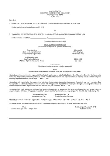 Thumbnail Daily Journal 10-Q Quarterly Report FY2015 