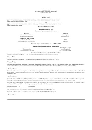 Thumbnail NPK International 10-K Annual Report 2014