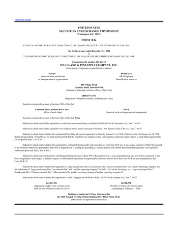Miniature Maui Land & Pineapple Company 10-K Rapport annuel 2014