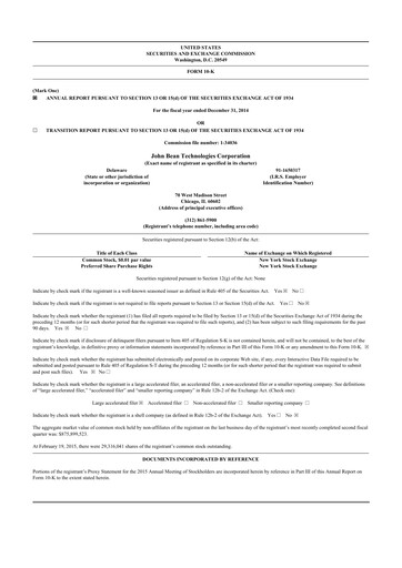 Thumbnail JBT Marel Corporation 10-K Annual Report 2014