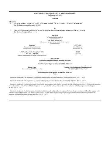 Thumbnail PDF Solutions 10-K Annual Report 2014