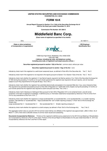 Vorschaubild Middlefield Banc
 10-K Jahresbericht 2014