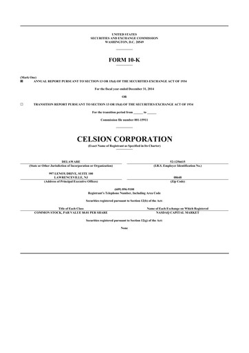 Thumbnail Imunon 10-K Annual Report 2014