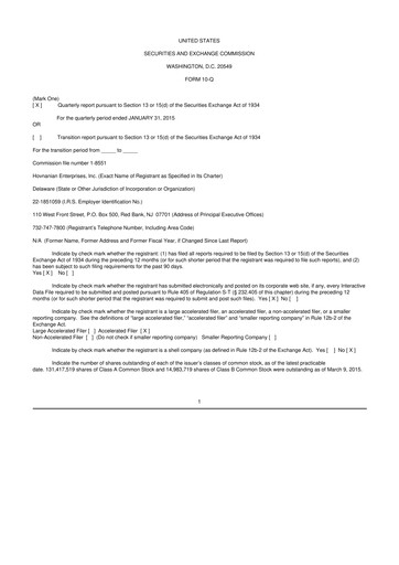 Thumbnail Hovnanian Enterprises
 10-Q Quarterly Report FY2015 