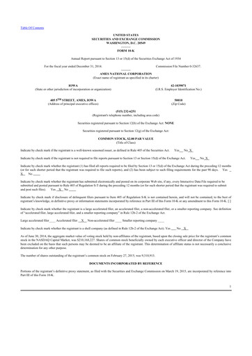 Thumbnail Ames National Corp. 10-K Annual Report 2014